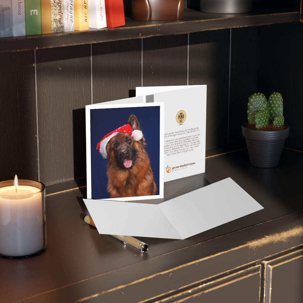 GSD Santa Hat Holiday Greeting Cards (8 pack)