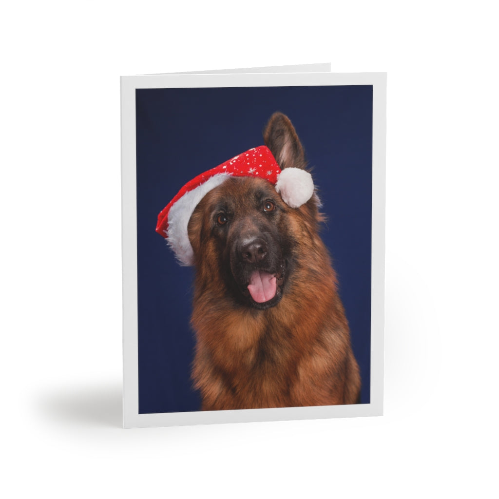 GSD Santa Hat Holiday Greeting Cards (8 pack)