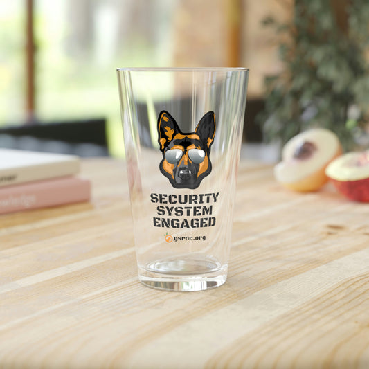 Security System Engaged Pint Glass