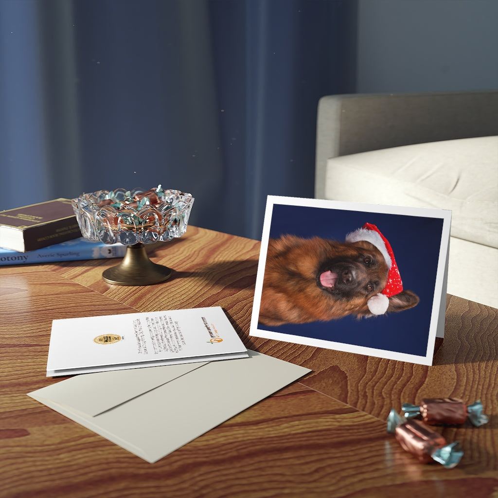 GSD Santa Hat Holiday Greeting Cards (8 pack)