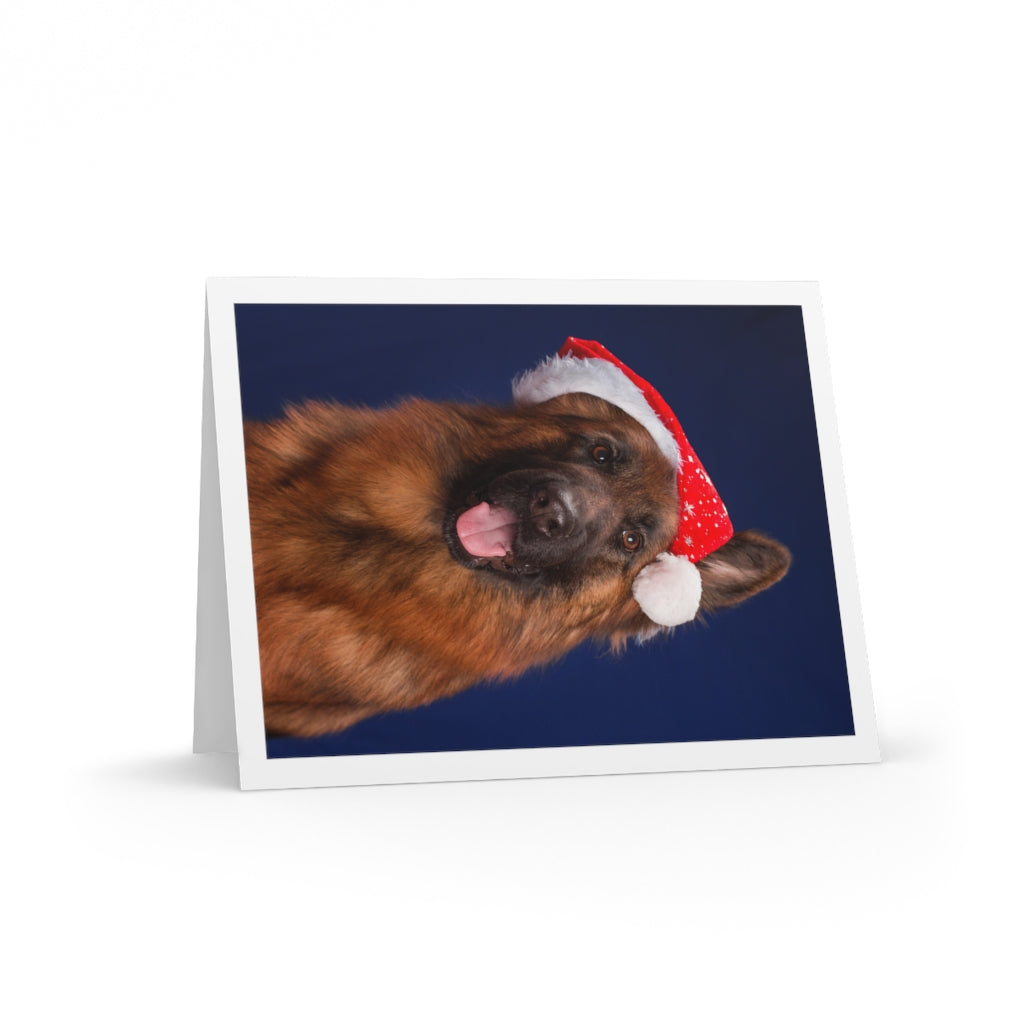 GSD Santa Hat Holiday Greeting Cards (8 pack)