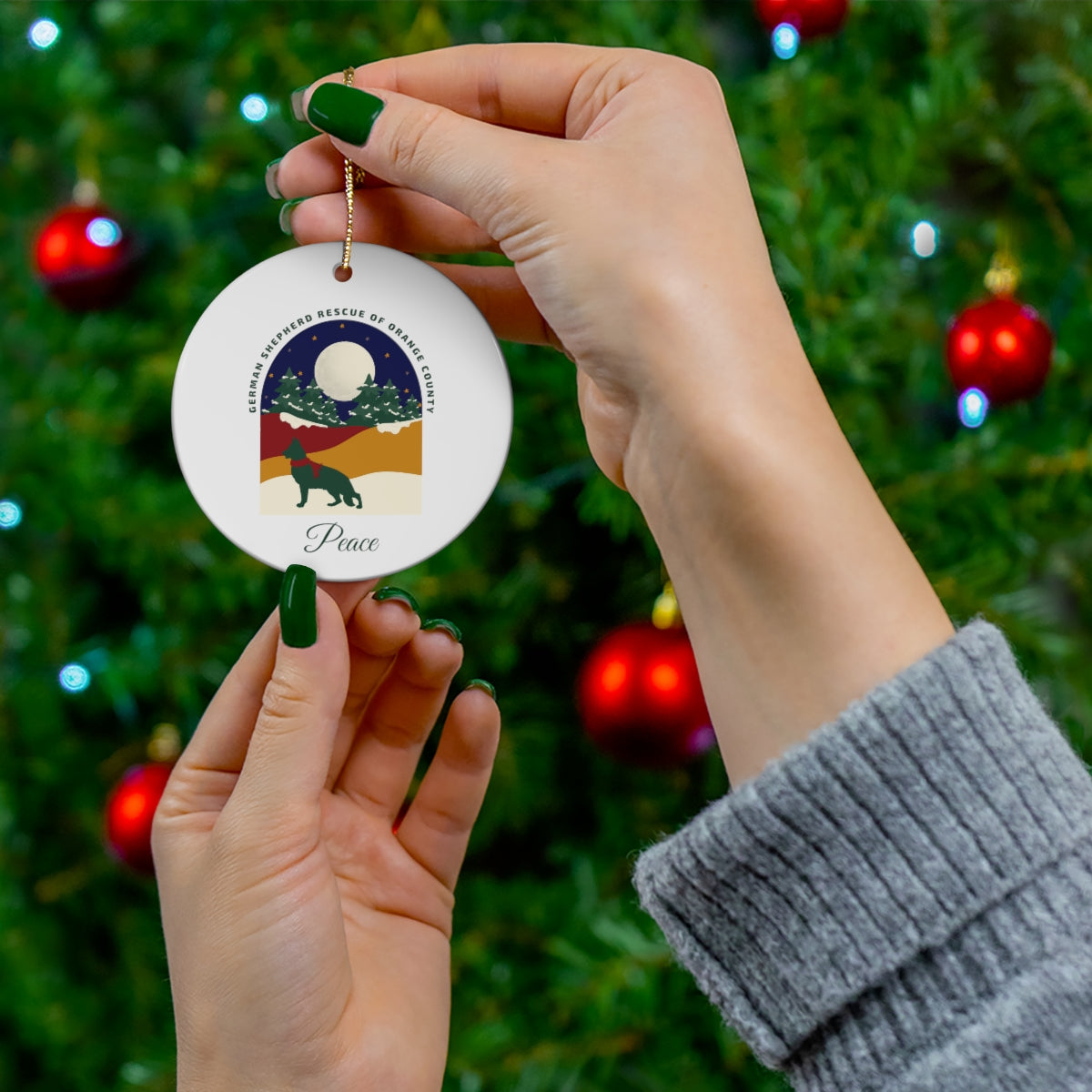 Peace Navy Sky Ceramic Ornament
