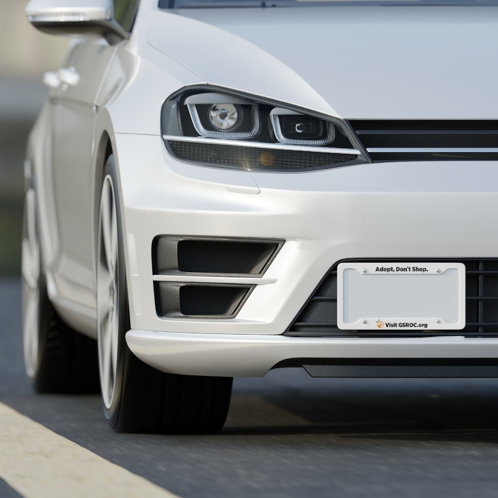 Adopt, Don't Shop License Plate Frame (White)