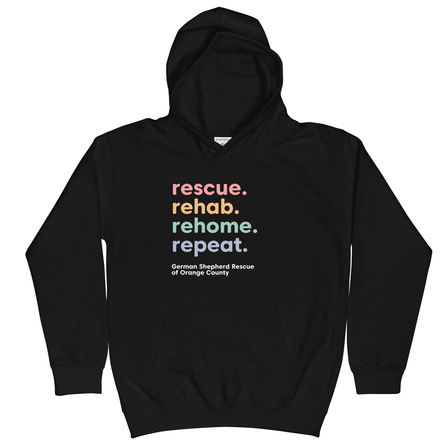 rescue rehab rehome repeat german shepherd rescue of orange county GSROC german shepherd merch german shepherd lover gifts dog rescue GSD pastel valentine youth hoodie sweatshirt