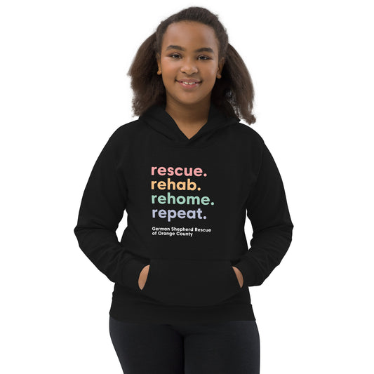 rescue rehab rehome repeat german shepherd rescue of orange county GSROC german shepherd merch german shepherd lover gifts dog rescue GSD pastel valentine youth hoodie sweatshirt