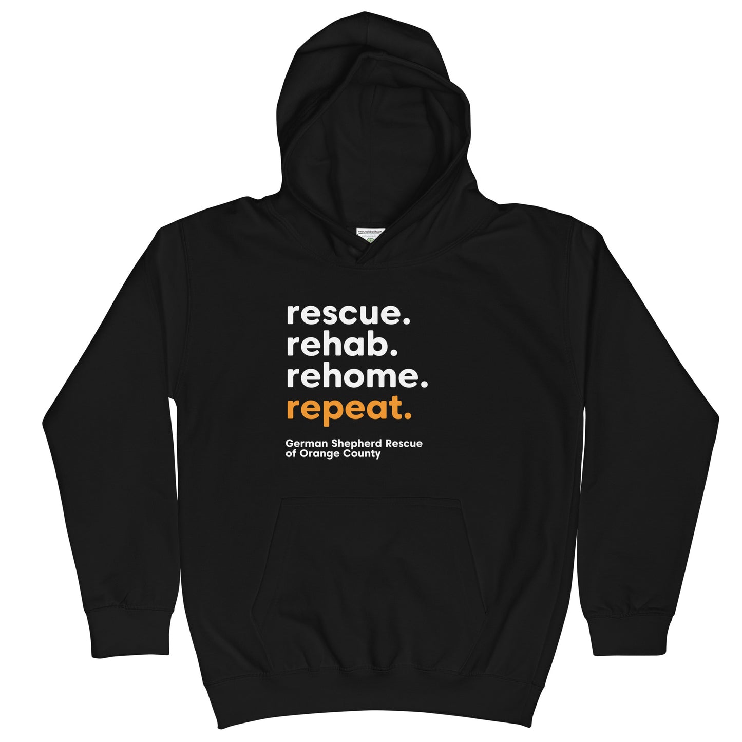 rescue rehab rehome repeat german shepherd rescue of orange county GSROC german shepherd merch german shepherd lover gifts dog rescue GSD youth hoodie sweatshirt