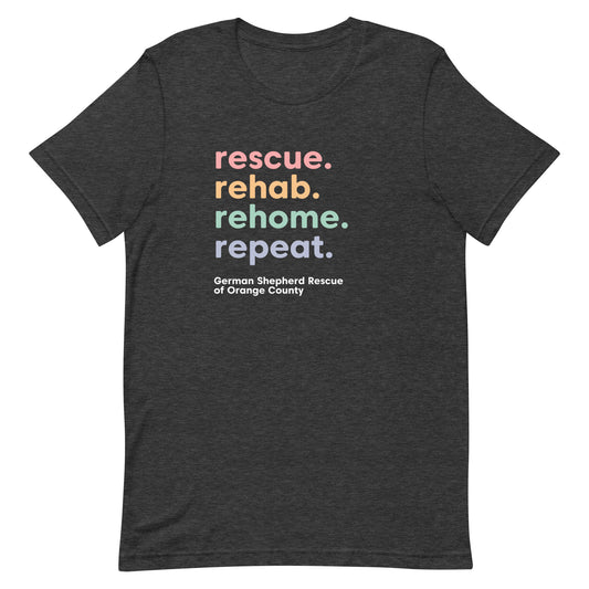 rescue rehab rehome repeat german shepherd rescue of orange county GSROC german shepherd merch german shepherd lover gifts dog rescue GSD pastel valentine t-shirt