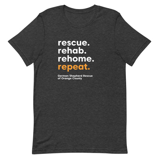 rescue rehab rehome repeat german shepherd rescue of orange county GSROC german shepherd merch german shepherd lover gifts dog rescue GSD t-shirt
