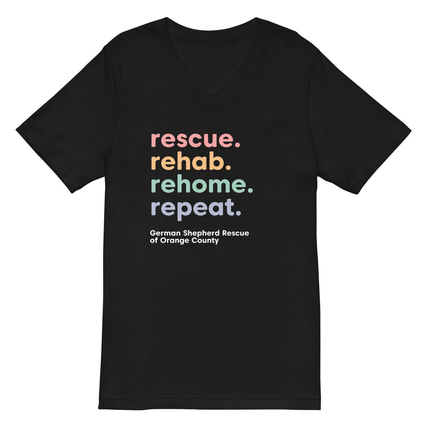 rescue rehab rehome repeat german shepherd rescue of orange county GSROC german shepherd merch german shepherd lover gifts dog rescue GSD pastel valentine t-shirt v-neck