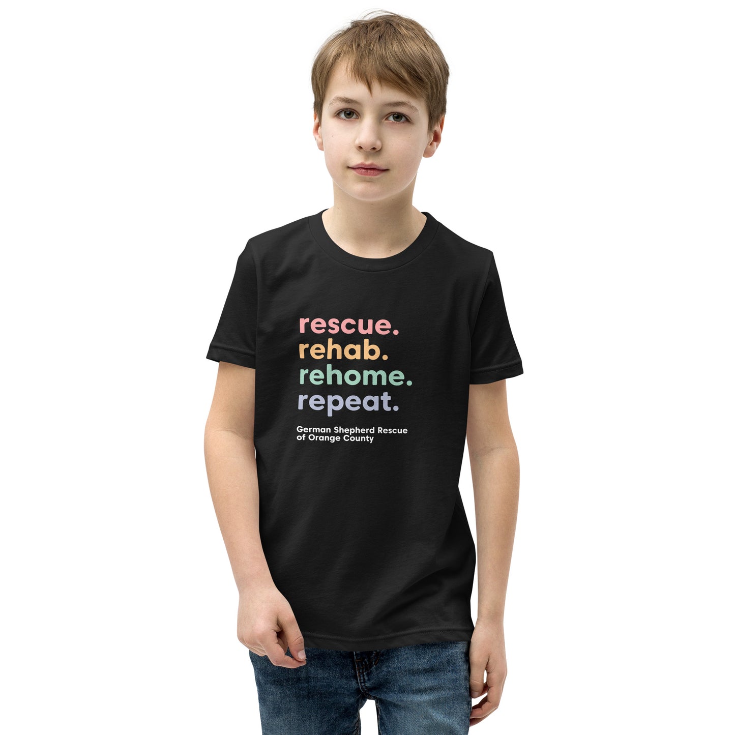 rescue rehab rehome repeat german shepherd rescue of orange county GSROC german shepherd merch german shepherd lover gifts dog rescue GSD pastel valentine youth t-shirt