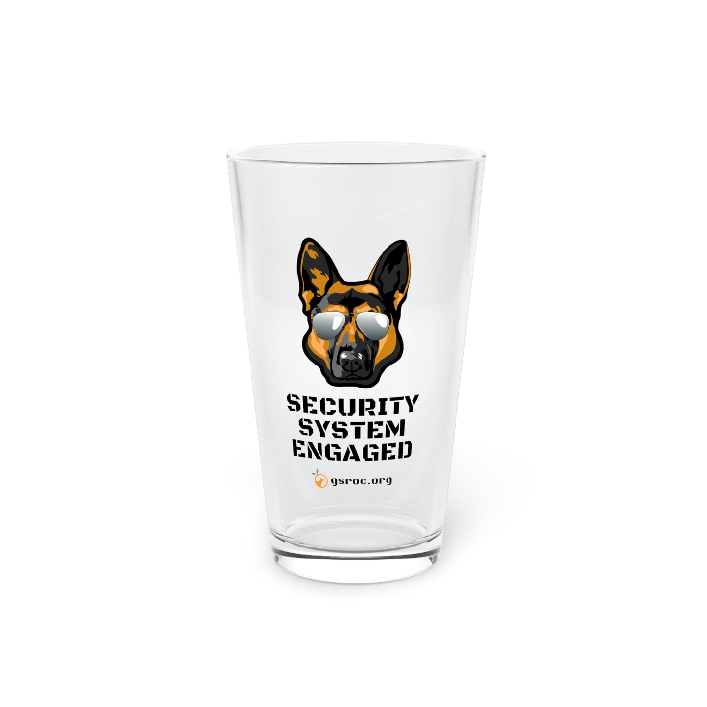 Security System Engaged Pint Glass