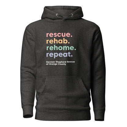 rescue rehab rehome repeat german shepherd rescue of orange county GSROC german shepherd merch german shepherd lover gifts dog rescue GSD pastel valentine sweatshirt hoodie