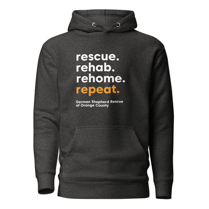 rescue rehab rehome repeat german shepherd rescue of orange county GSROC german shepherd merch german shepherd lover gifts dog rescue GSD sweatshirt hoodie