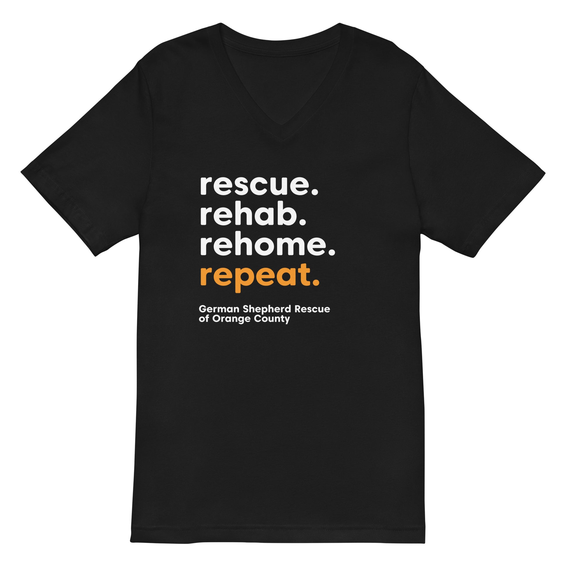 rescue rehab rehome repeat german shepherd rescue of orange county GSROC german shepherd merch german shepherd lover gifts dog rescue GSD v-neck t-shirt